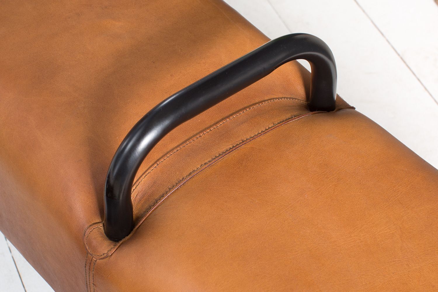 Sitzbank Echtleder Massivholz 120 cm in Braun Natur
