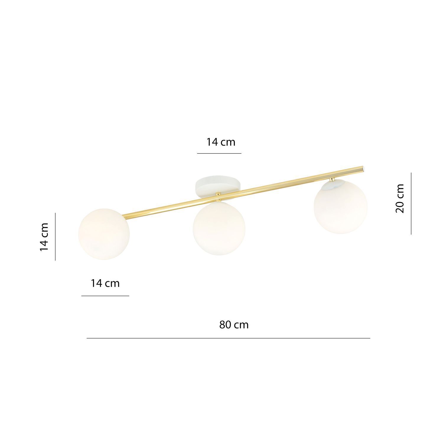 Deckenleuchte Weiß Gold 80 cm 3-flammig LUISELLA