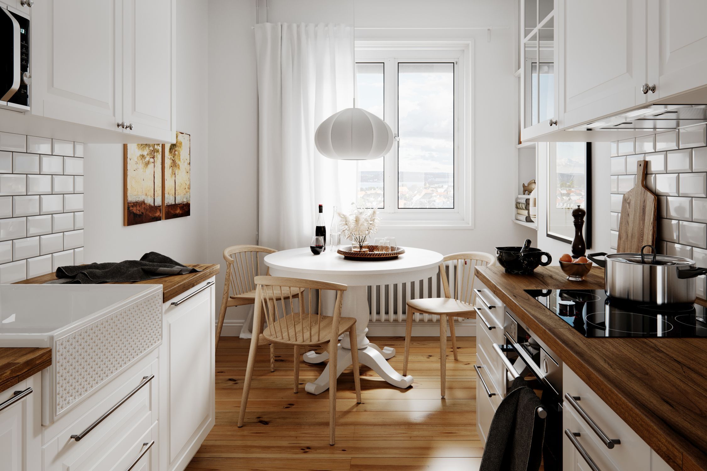 Hängelampe Weiß Stoffschirm 50 cm breit H: max. 120 cm E27 Drinnen, Innenarchitektur, Küche, Esstisch, Esszimmer