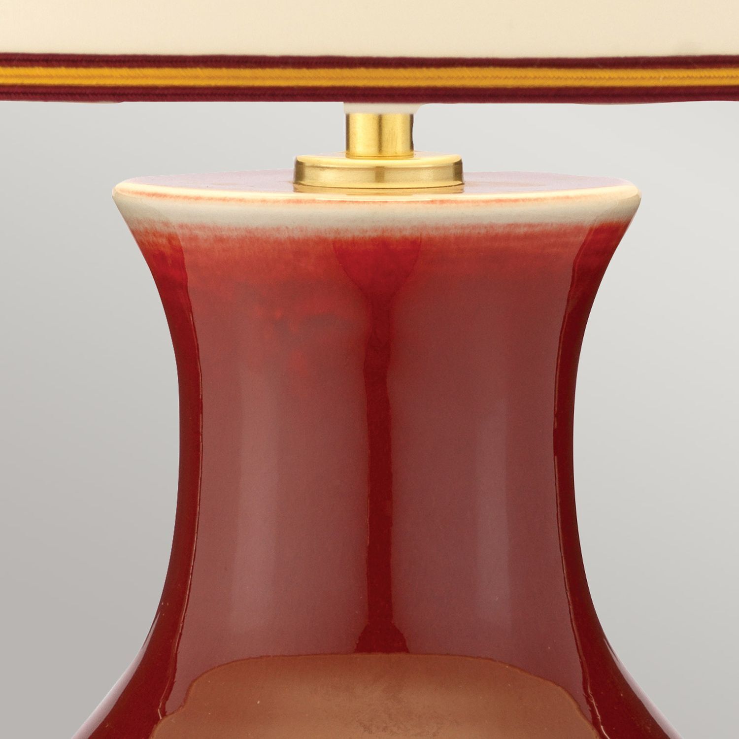 Tischleuchte Porzellan 56 cm Rot Ecru E27 Stoffschirm