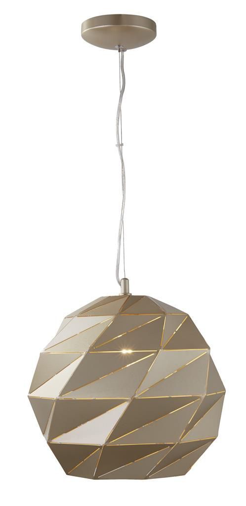 Hängelampe in Gold Metallic E27 D: 32 cm Metall Modern