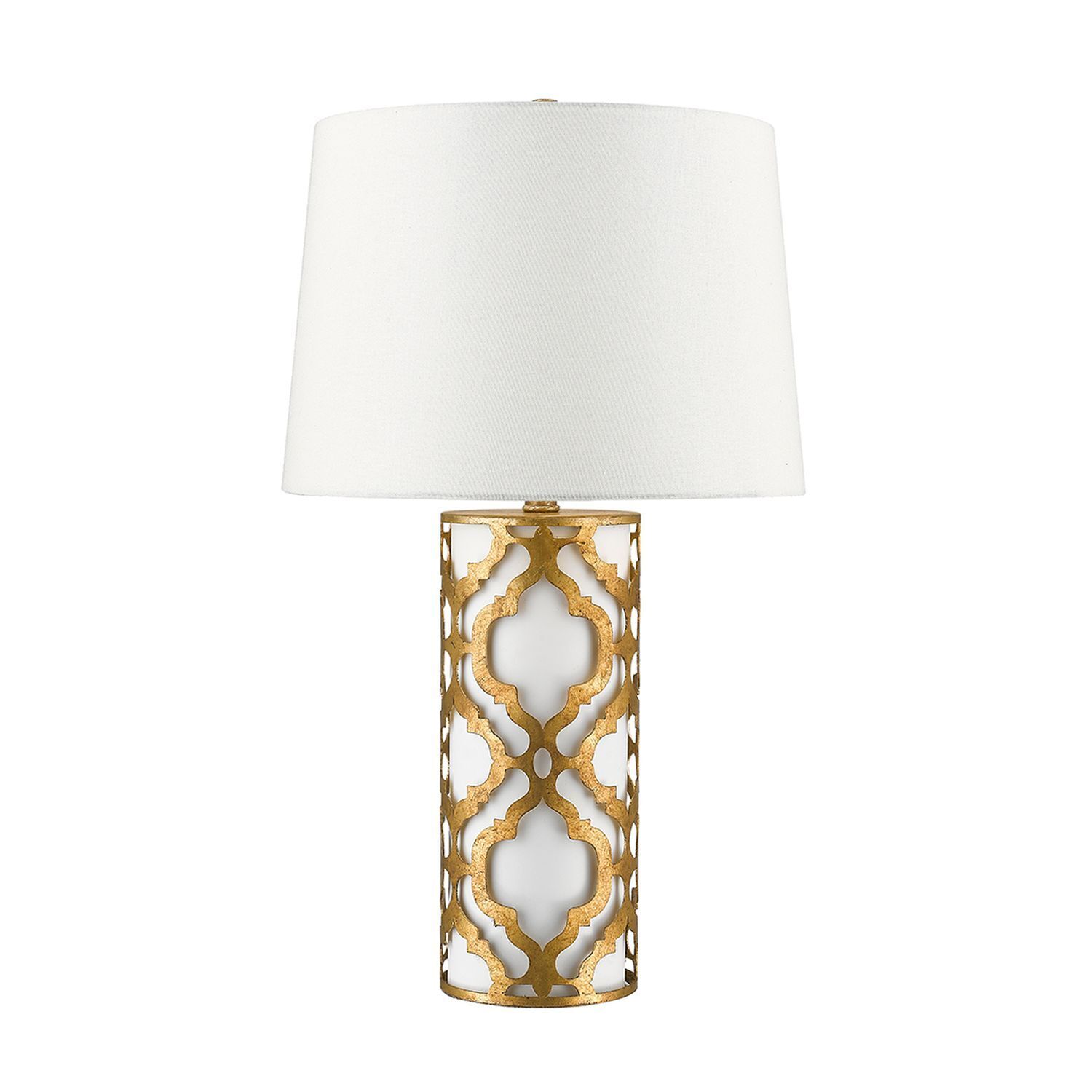 Designer Tischlampe Weiß Blattgold Antik 69cm hoch