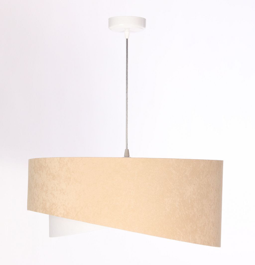 Hängeleuchte Stoff Beige Gold E27 rund Ø 50 cm Velours Optik