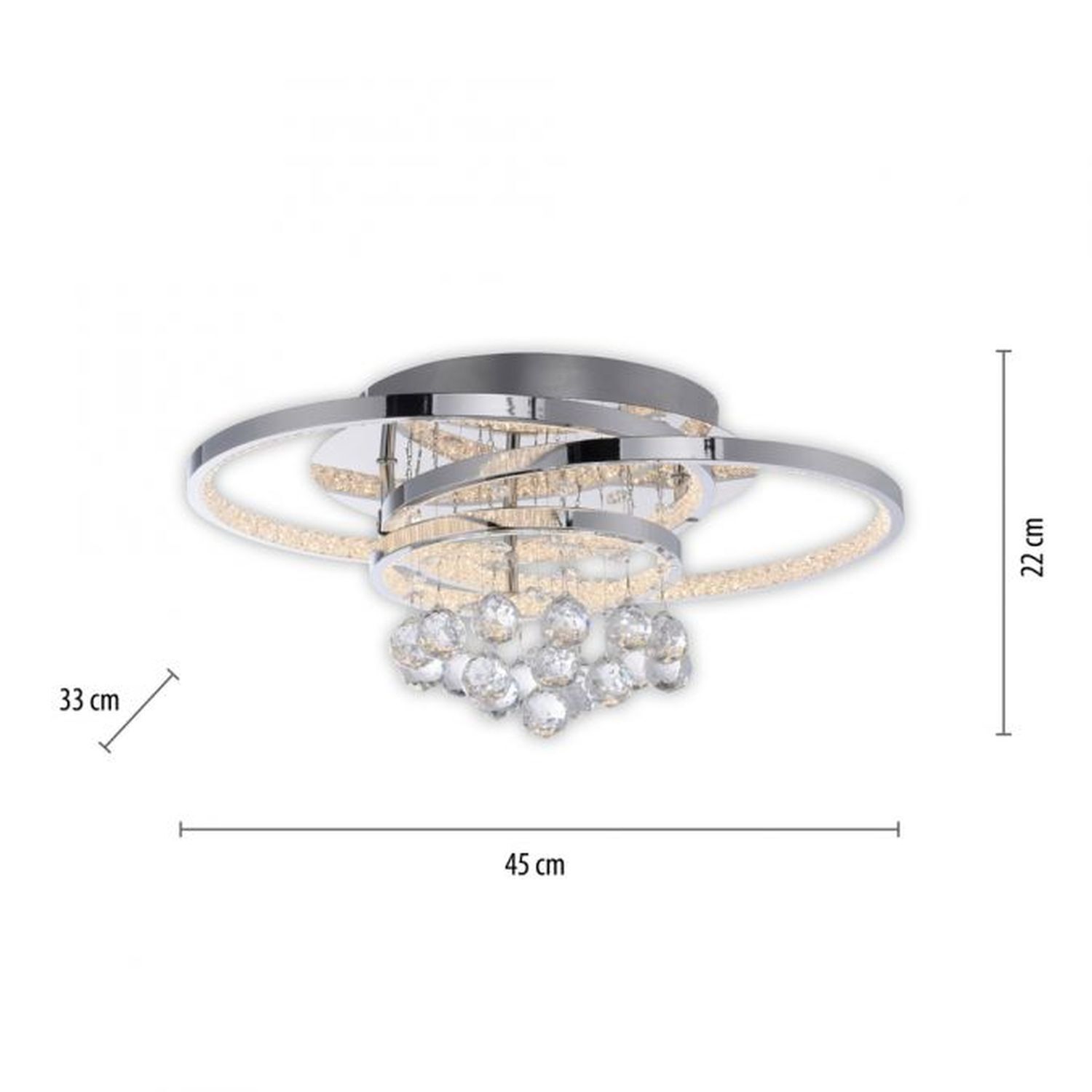 LED Deckenlampe mit Kristallanhänger in Chrom warmweiß Deckenleuchte