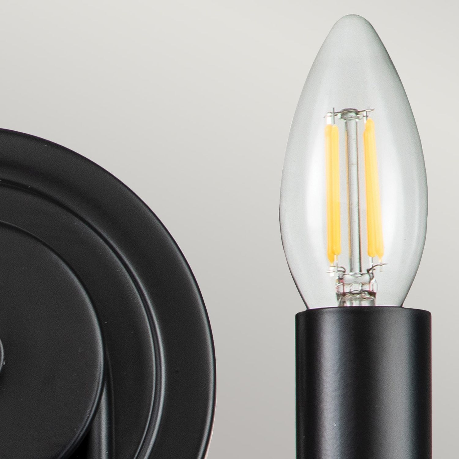 Wandlampe Schwarz Metall H: 27 cm E14 2-flammig Modern