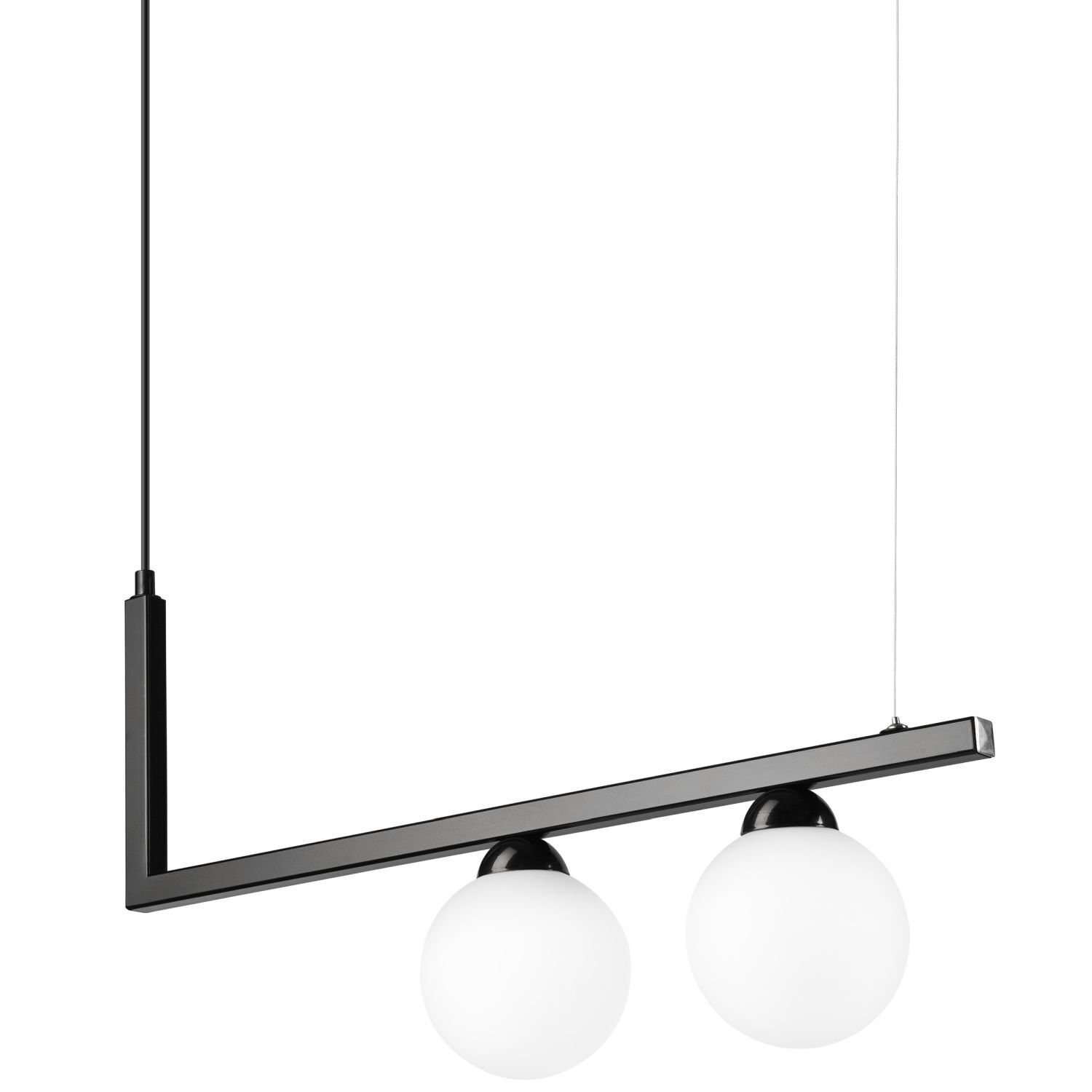 Pendelleuchte Schwarz Weiß länglich Glas Metall 2x G9