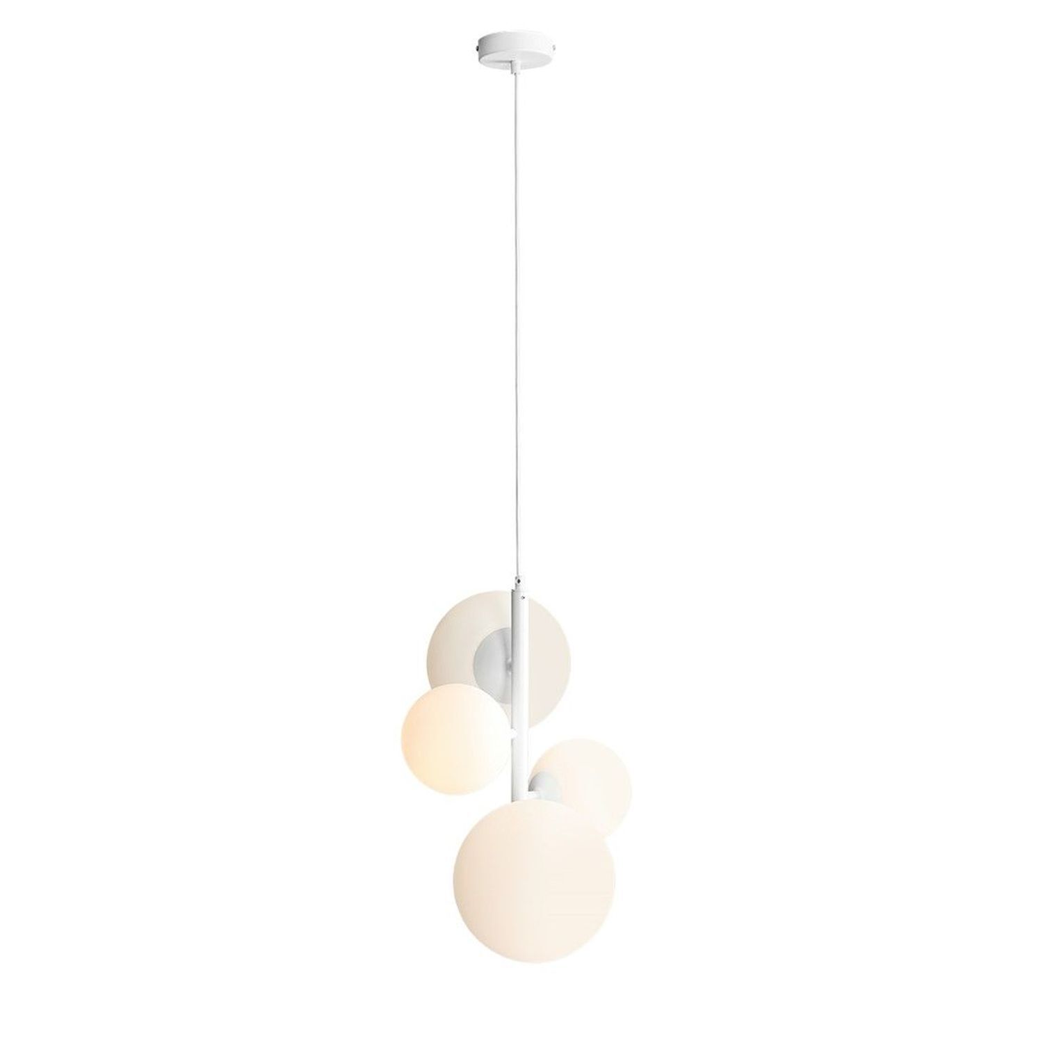 Hängelampe 4-flammig Weiß Metall Glas E14 E27 Modern