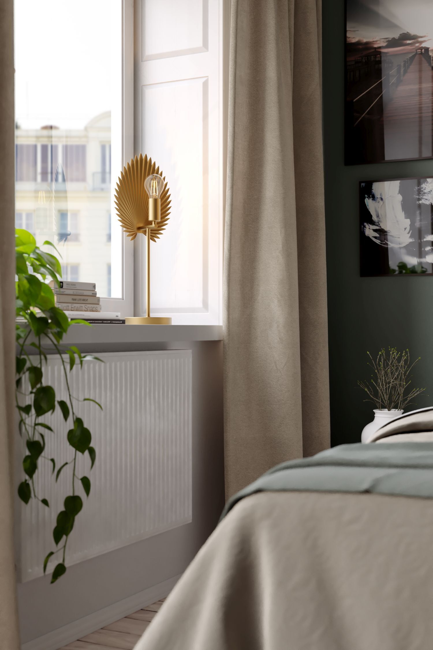 Innenarchitektur, Fenster, Fensterbank, Gemälde, Topfpflanze