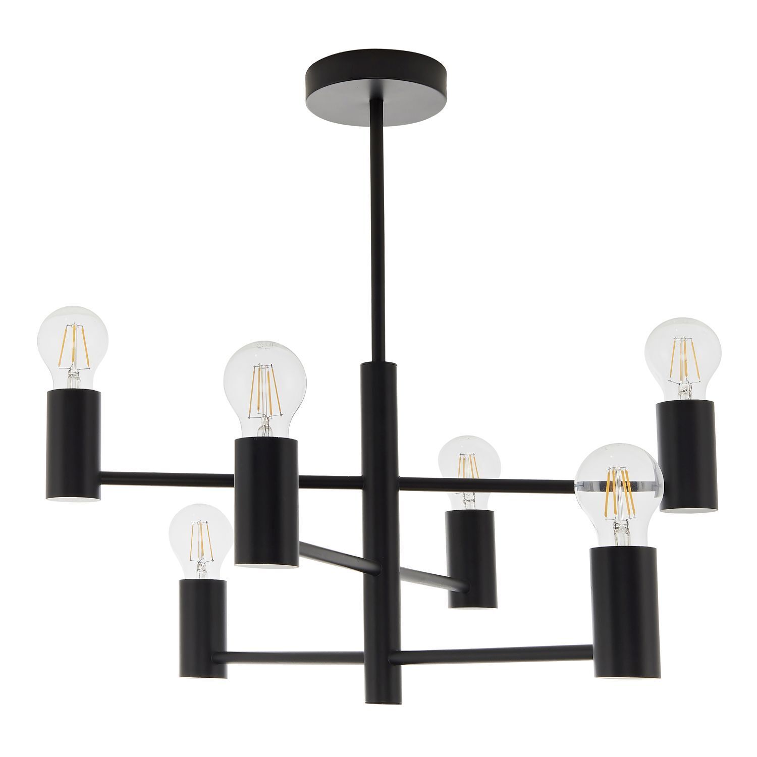 Deckenlampe Metall Schwarz B: 55,3 cm minimalistisch 6x E27