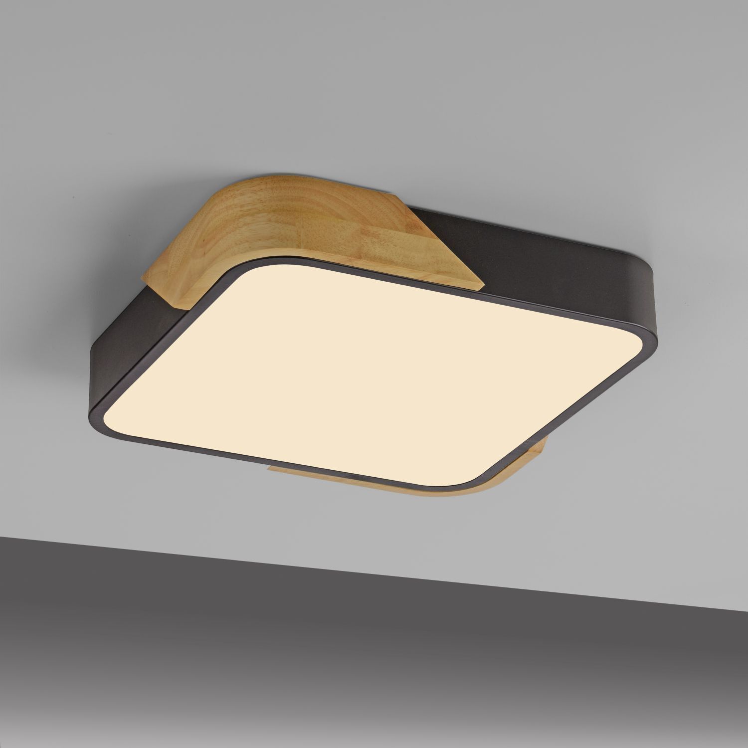 LED Deckenleuchte Holz L:32 cm Schwarz Natur 3000 K