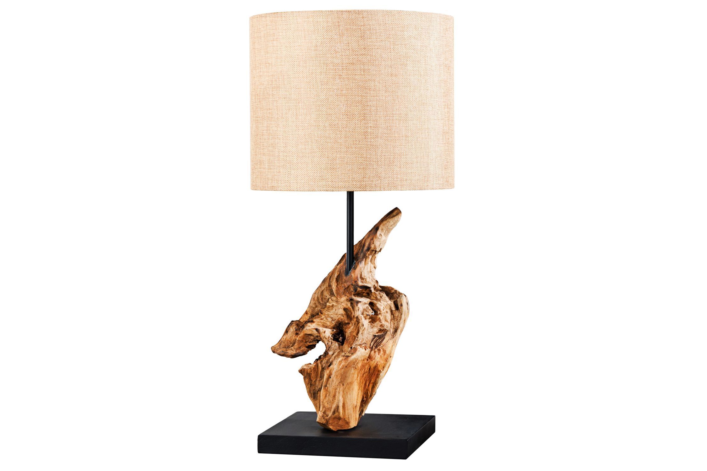 Moderne Tischleuchte blendarm Stoff Holz E27 58 cm groß