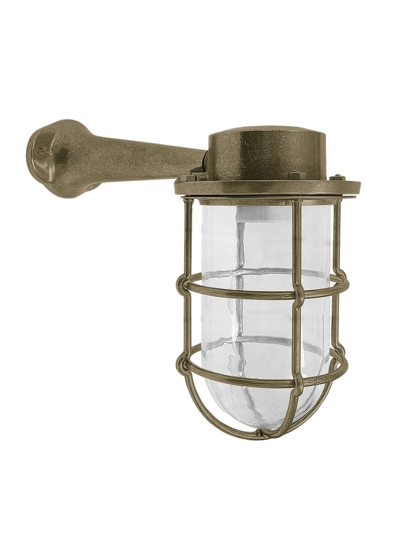 Außenwandlampe Glas Messing E27 IP44 H: 21 cm Maritim