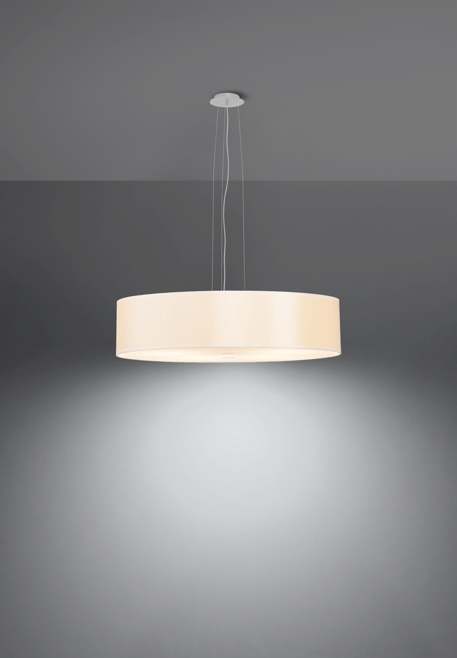 Hängelampe Stoff Glas Ø 50 cm rund Weiß 5x E27 ZIROLI