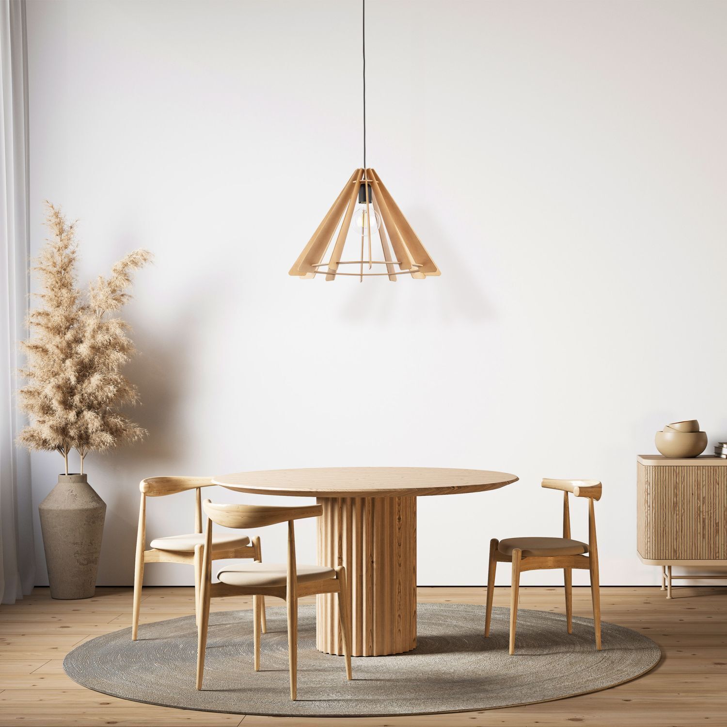 Hängeleuchte Holz E27 Ø 50 cm H: max. 160 cm verstellbar