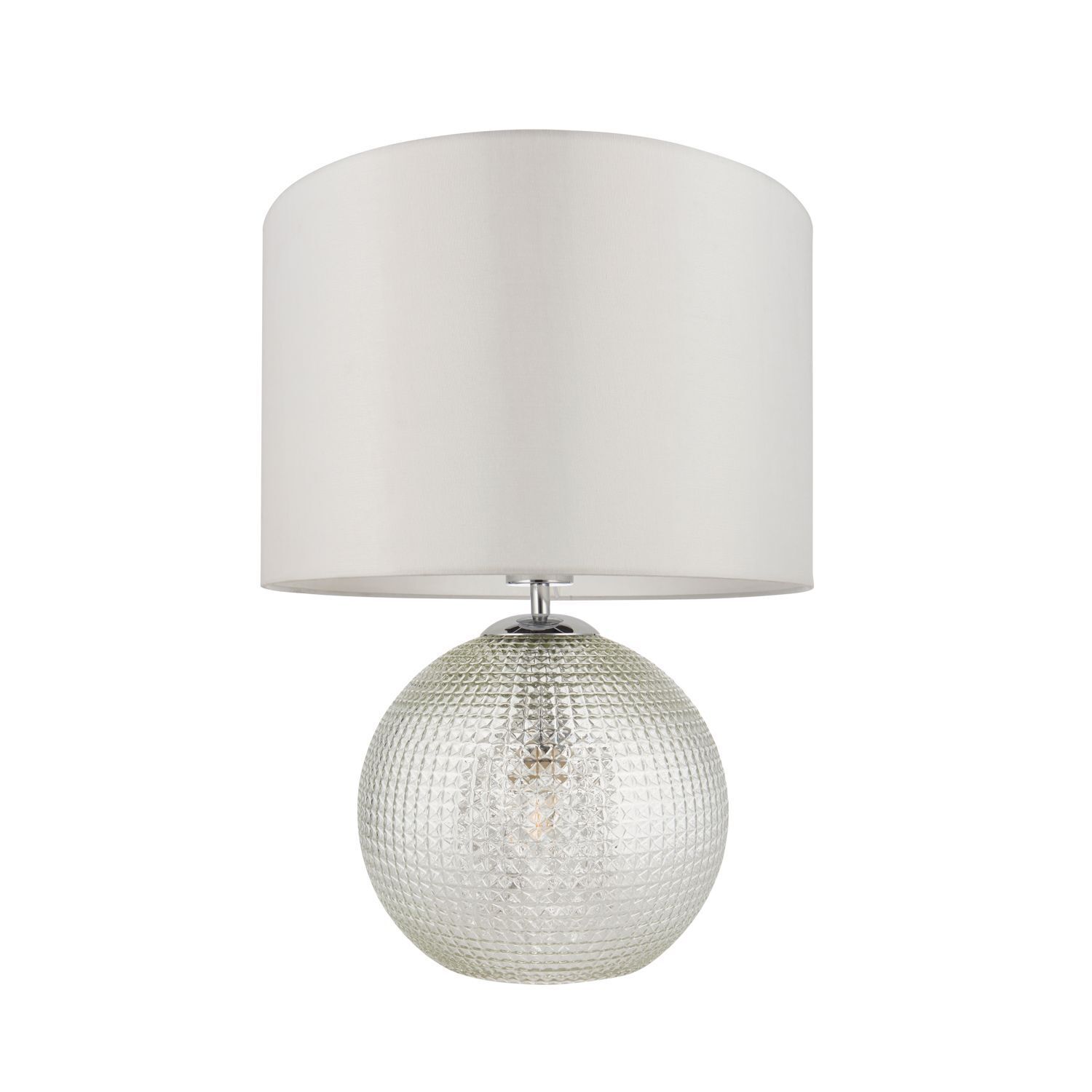 Tischlampe Glas Kristall Stoff beleuchteter Sockel Weiß
