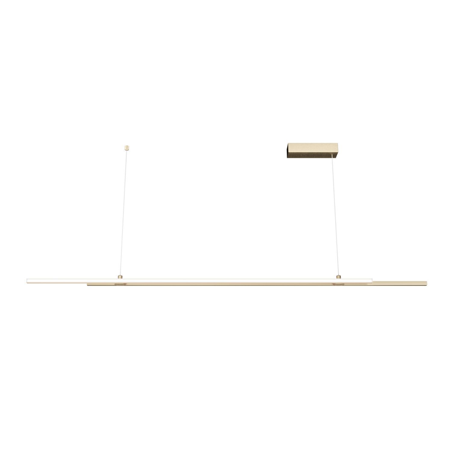 LED Pendelleuchte Aluminium H: max. 120 cm in Messing Weißes Brett, Regal