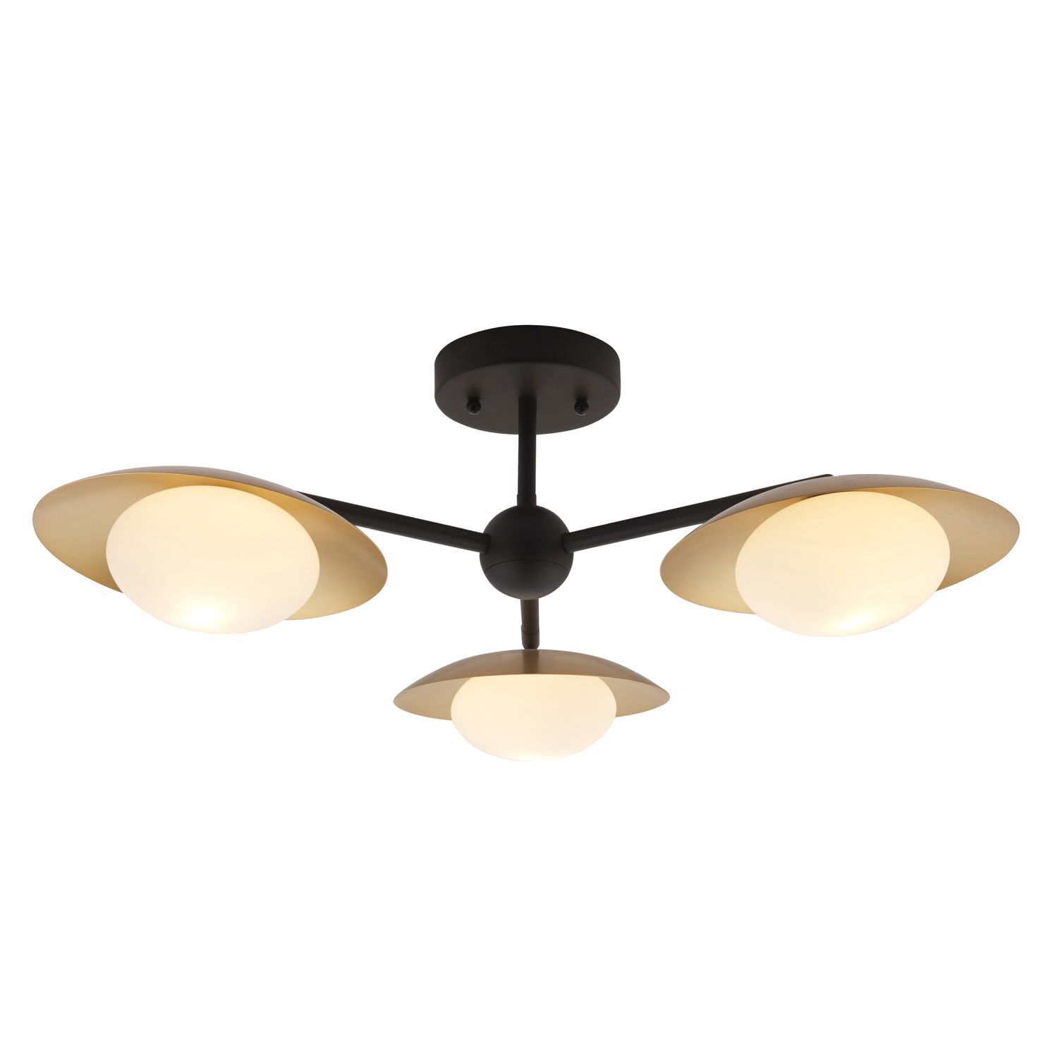 Deckenlampe Metall Glas B: 59 cm in Bronze Weiß Gold 3x G9