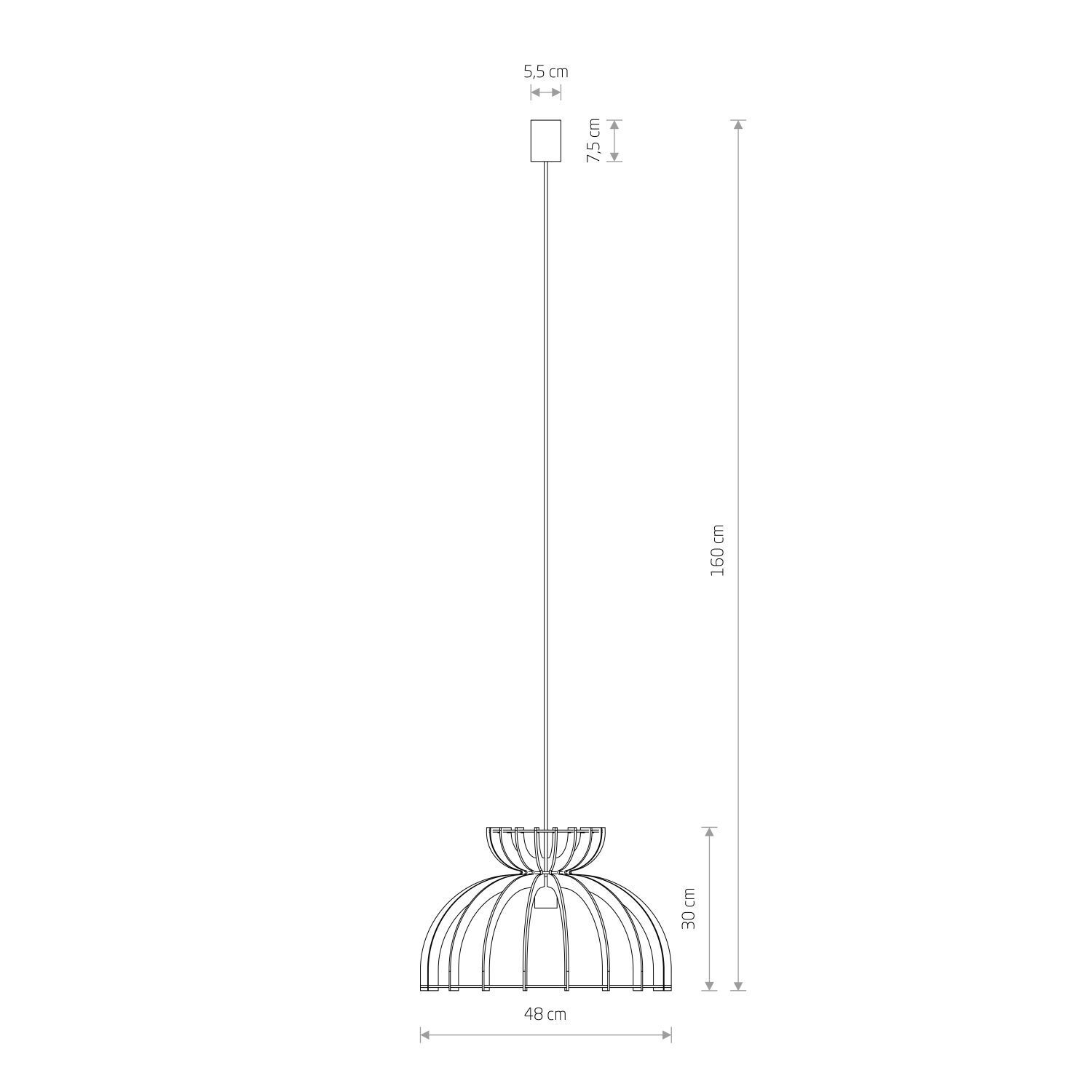 Hängelampe E27 Ø 48 cm Weiß Natur Holz Schirm natürlich