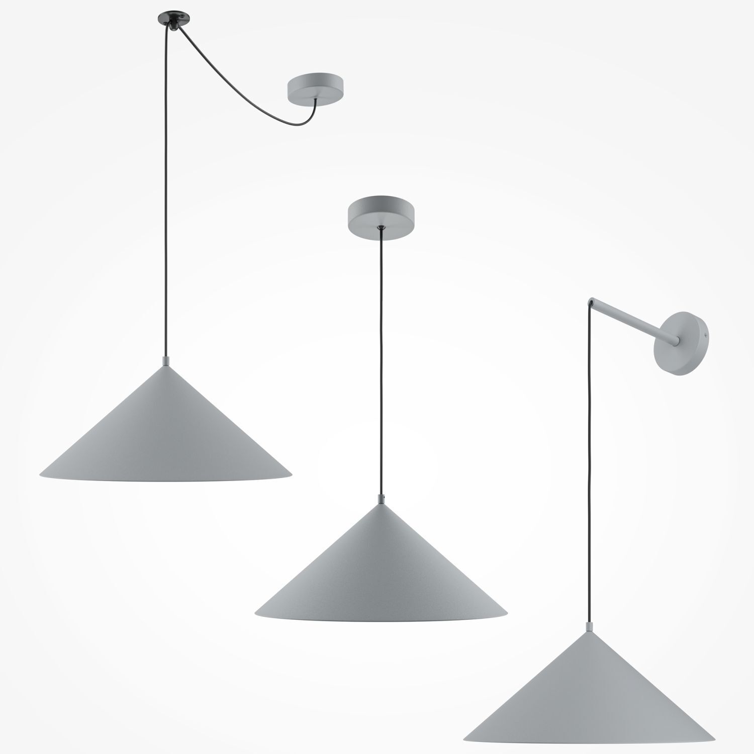 Hängelampe Metall E27 Ø 35 cm rund H: max. 318 cm Grau
