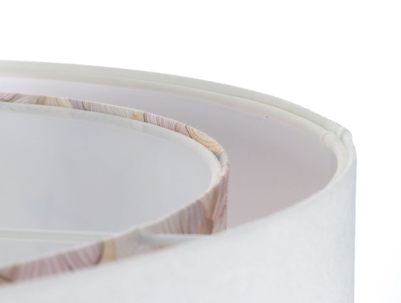 Hängeleuchte Weiß Creme E27 rund Ø 50 cm Stoff Velours Optik Lampe