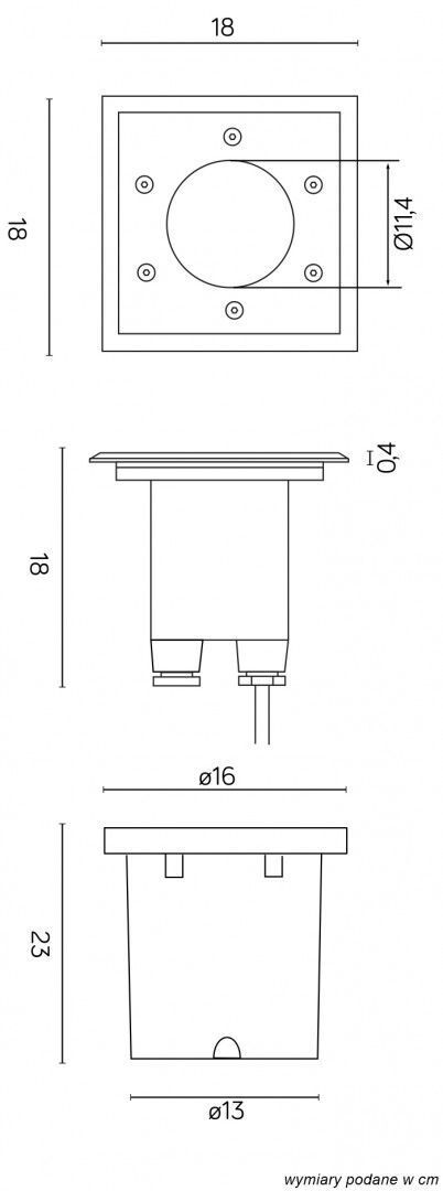 Einbaulampe eckig Edelstahl IP67 staubdicht