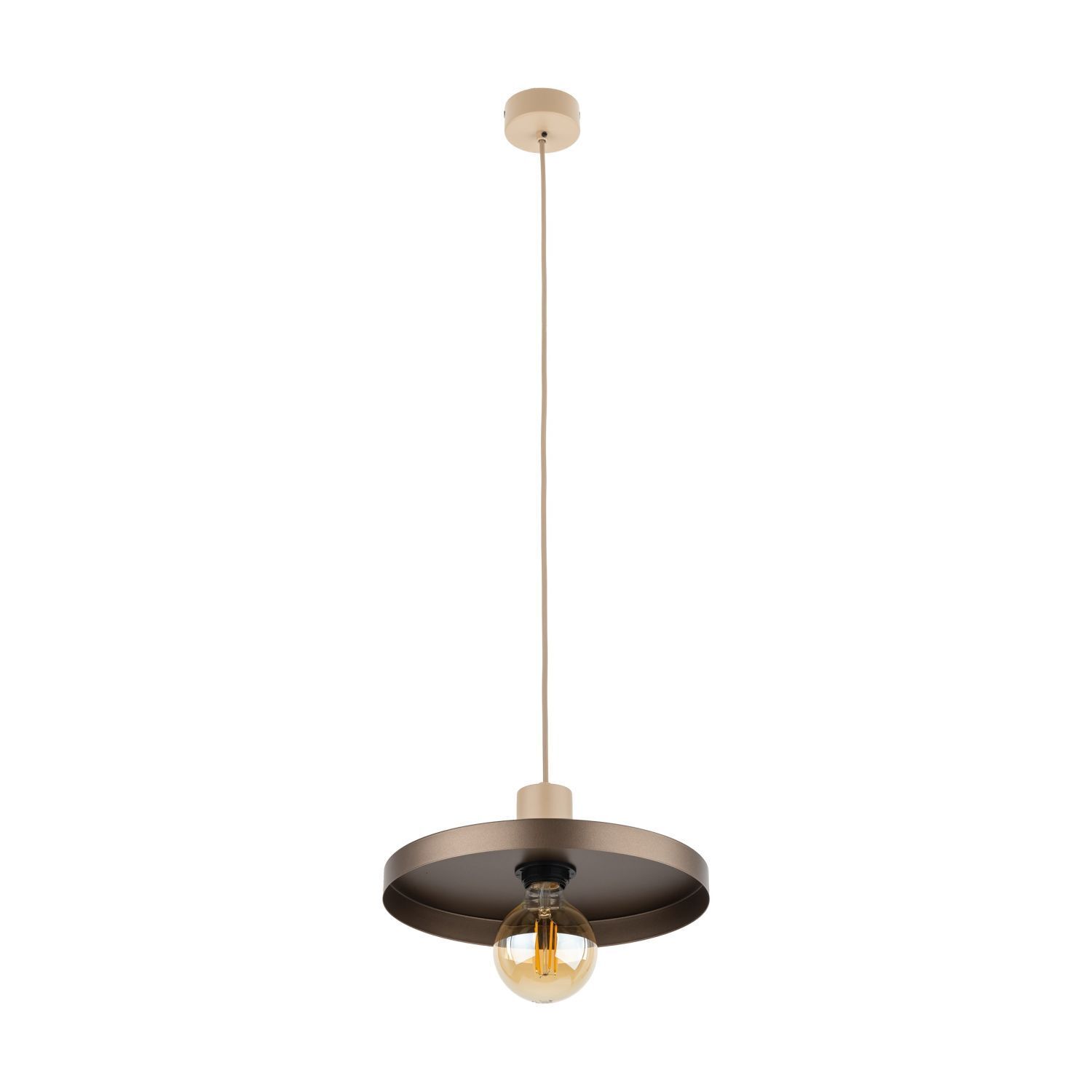 Pendelleuchte E27 Ø30 cm rund Sandgrau Braun Vintage