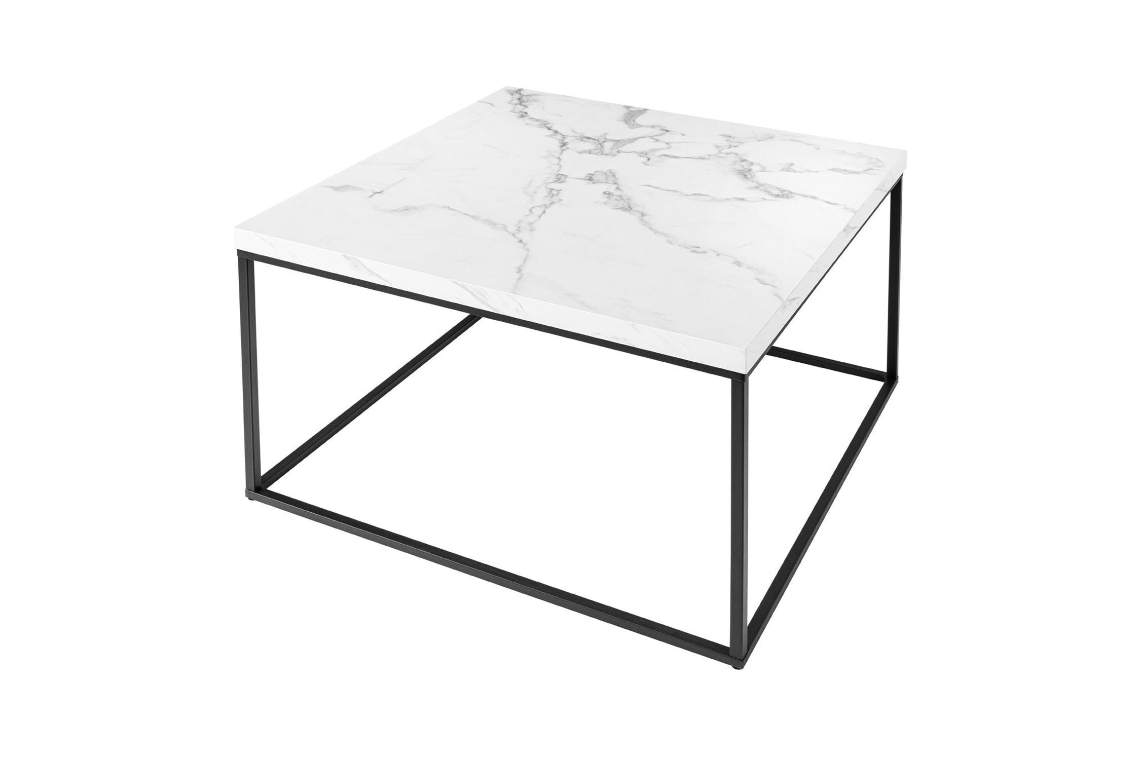 Couchtisch Weiß Schwarz 60 x 60 cm Marmor Optik Modern