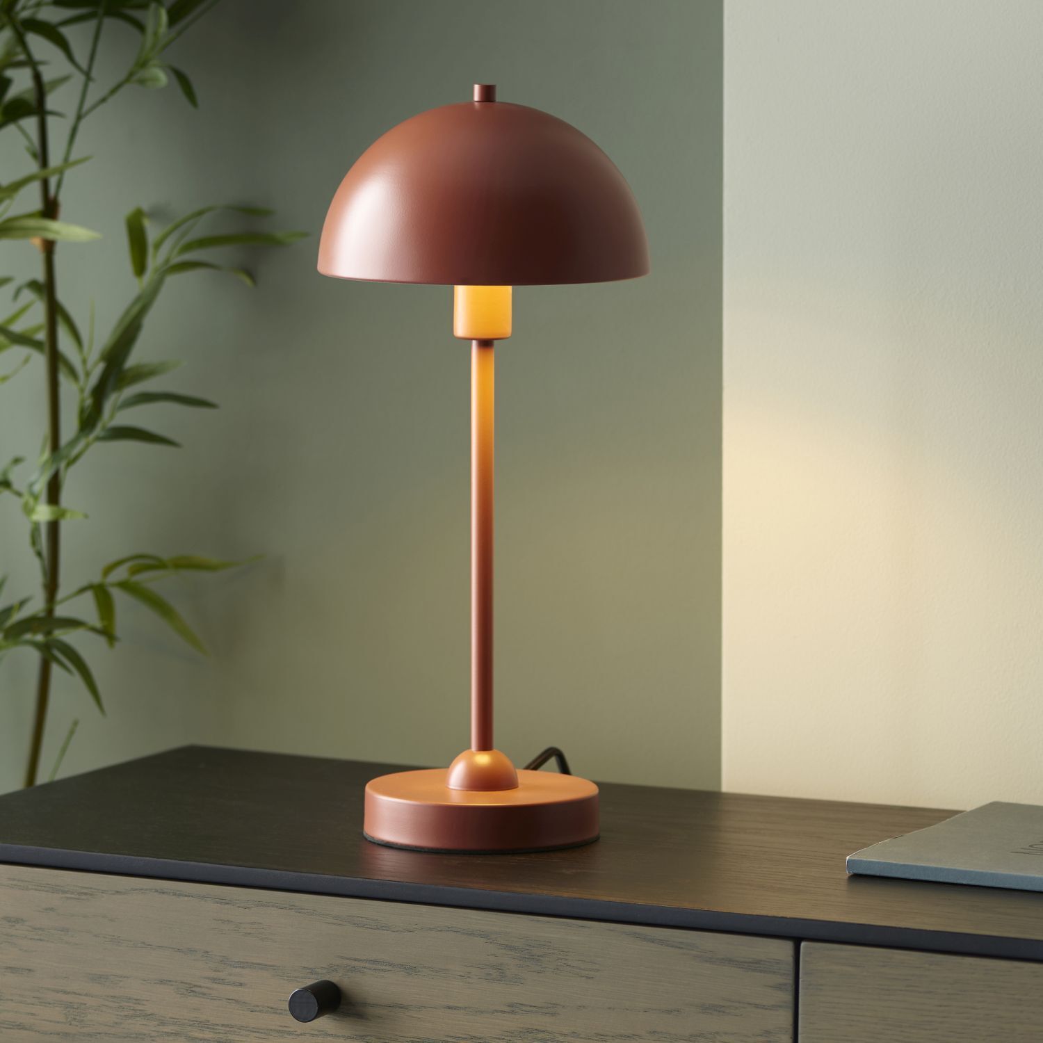 Pilzlampe Metall 41 cm in Terracotta E14 Kabelschalter