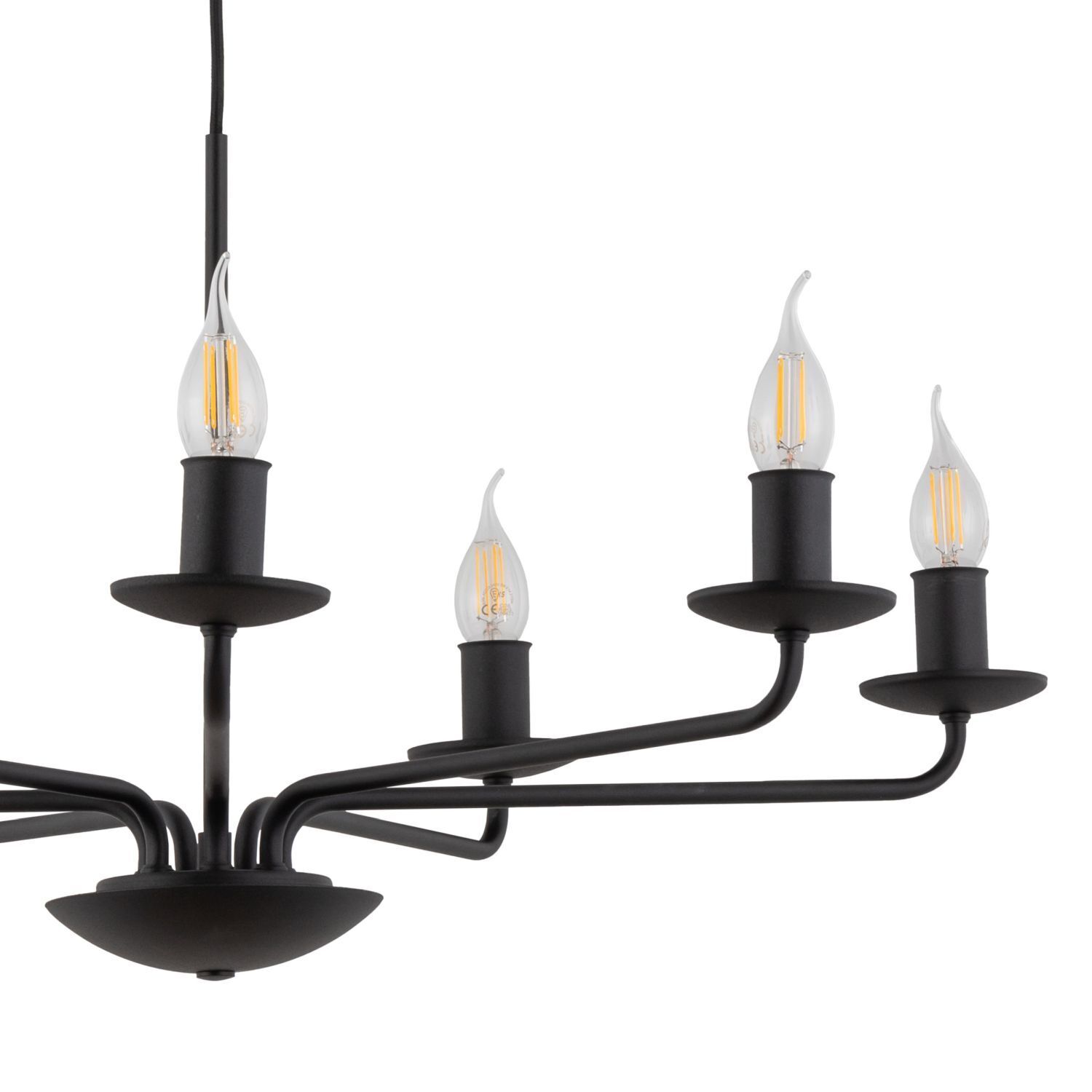 Kronleuchter Rustikal Metall Schwarz 7-flammig E27