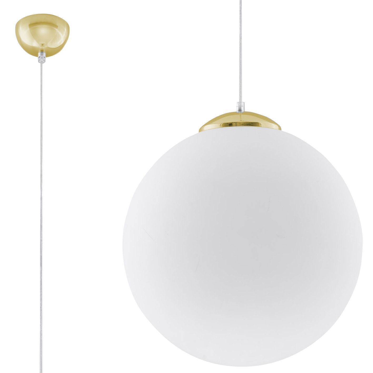 Hängelampe Glas Kugelschirm Ø 40 cm Weiß Gold E27
