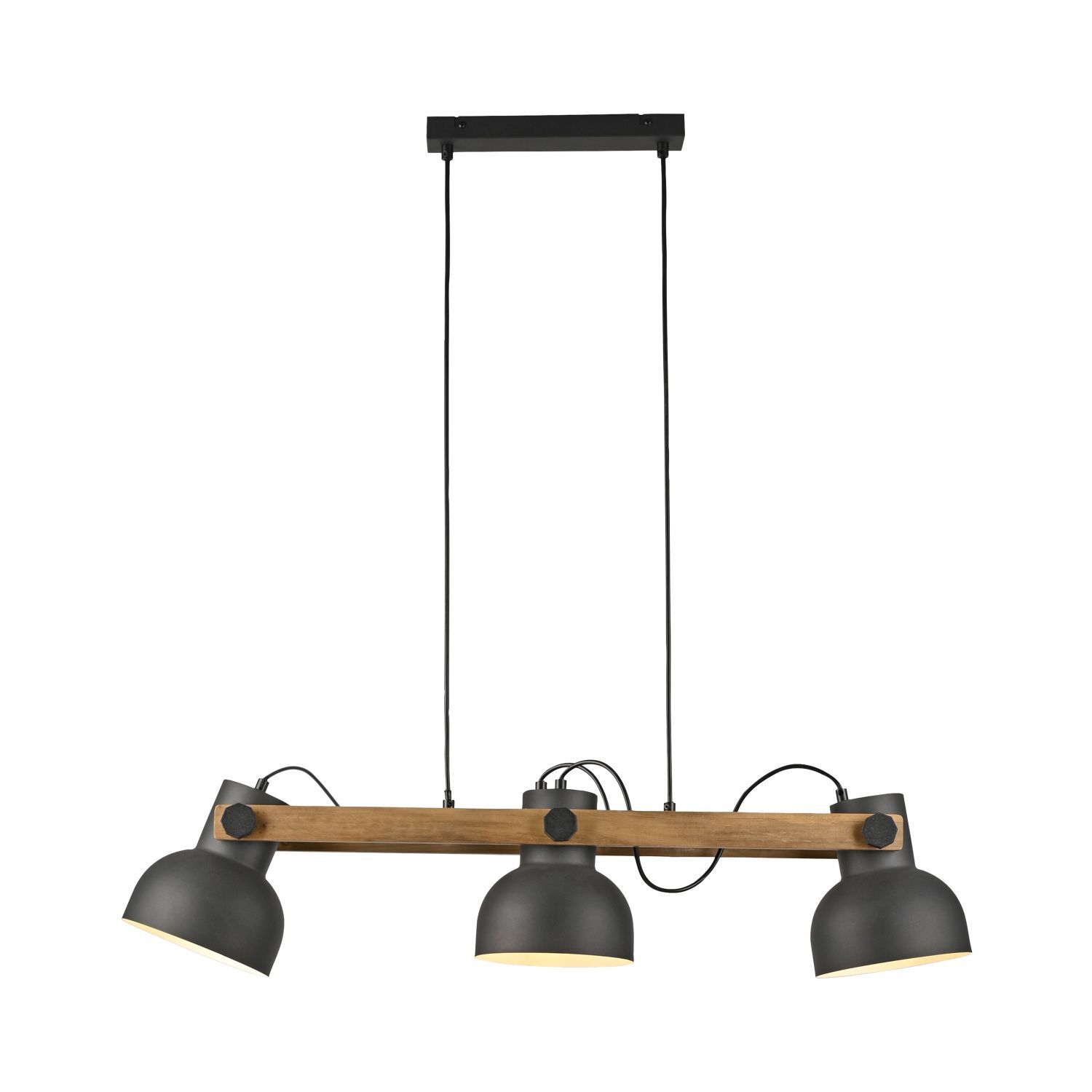 Pendelleuchte Holz Metall E27 96 cm 3-flammig flexibel
