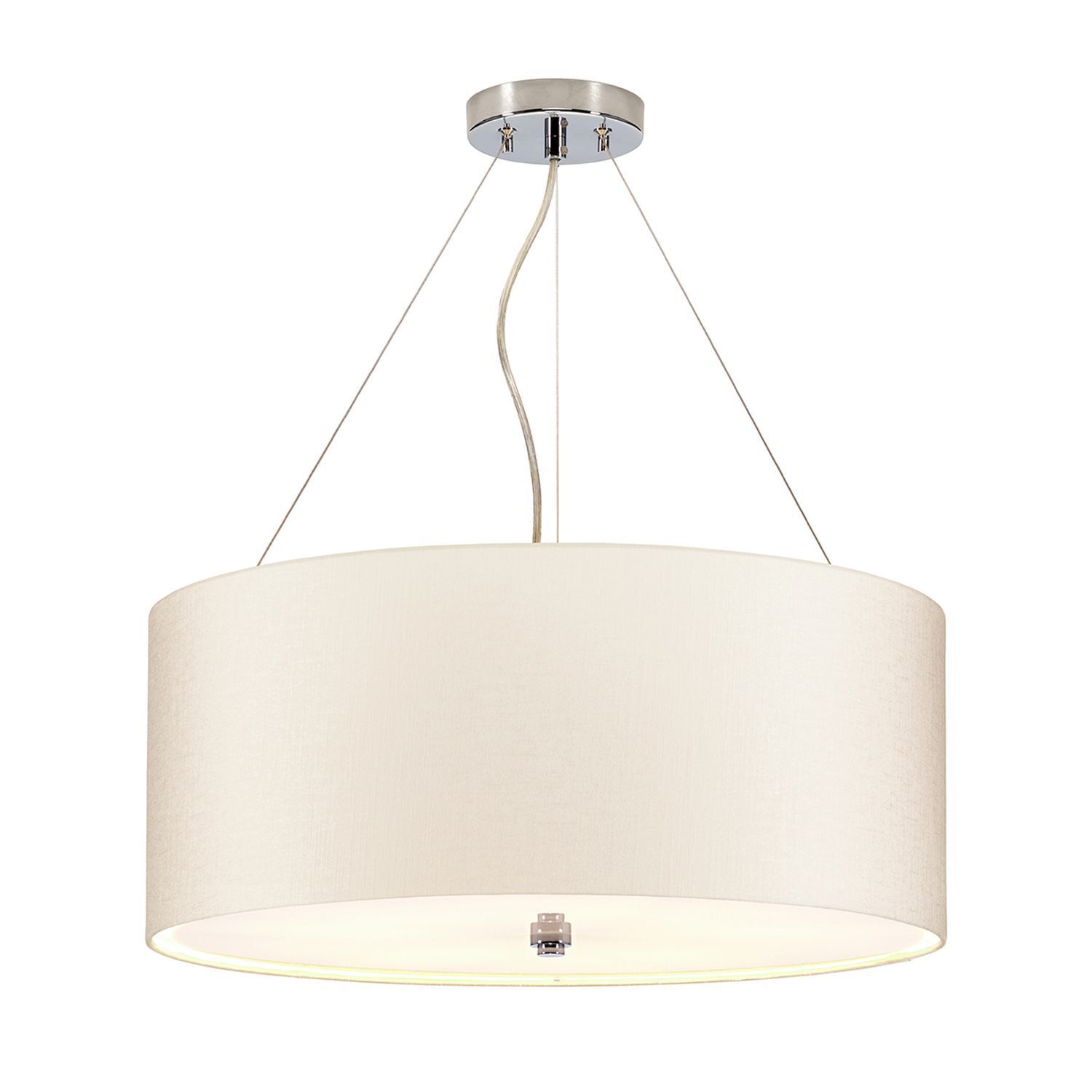 Hängeleuchte Stoff Ø56cm in Creme Chrom blendarm