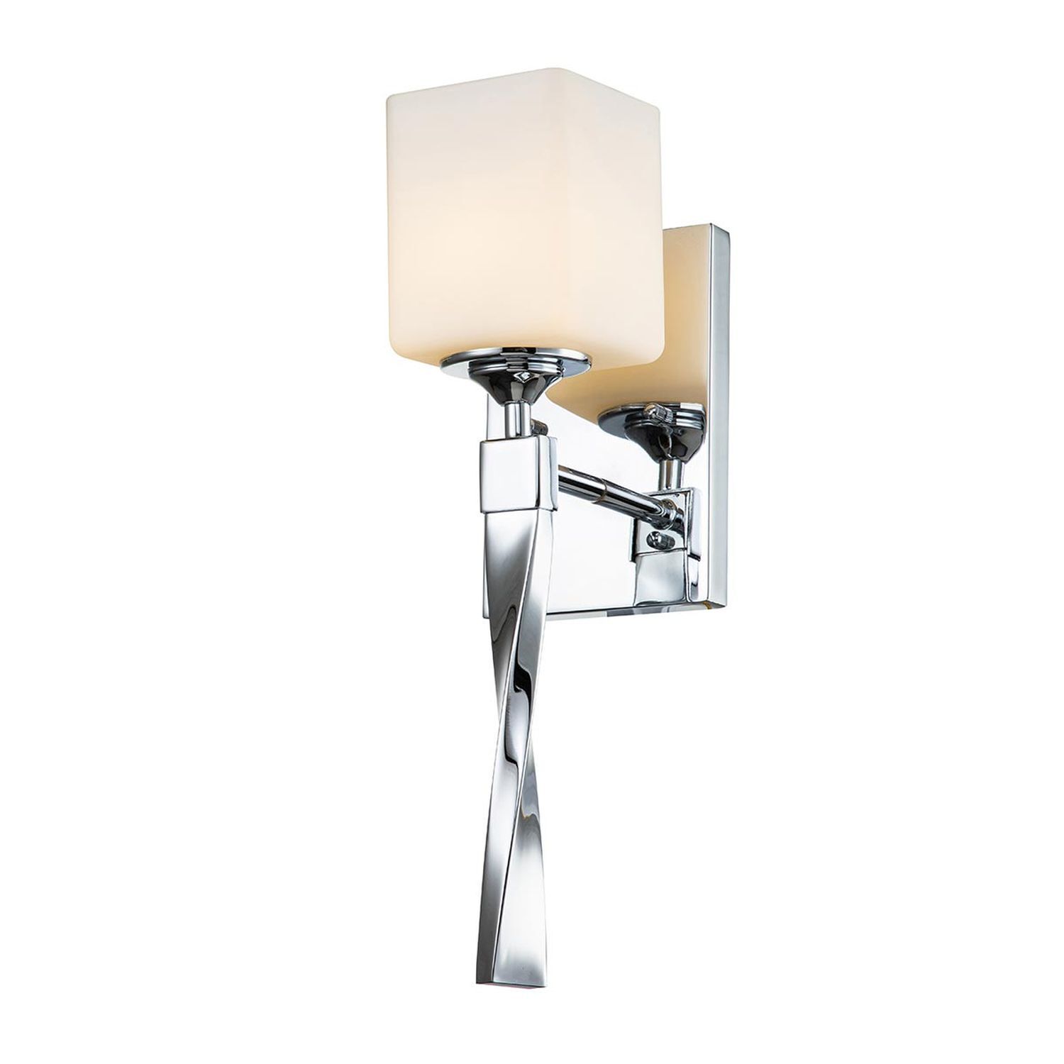 Wandlampe Bad Chrom Weiß H: 41,3 cm IP44 Metall Glas