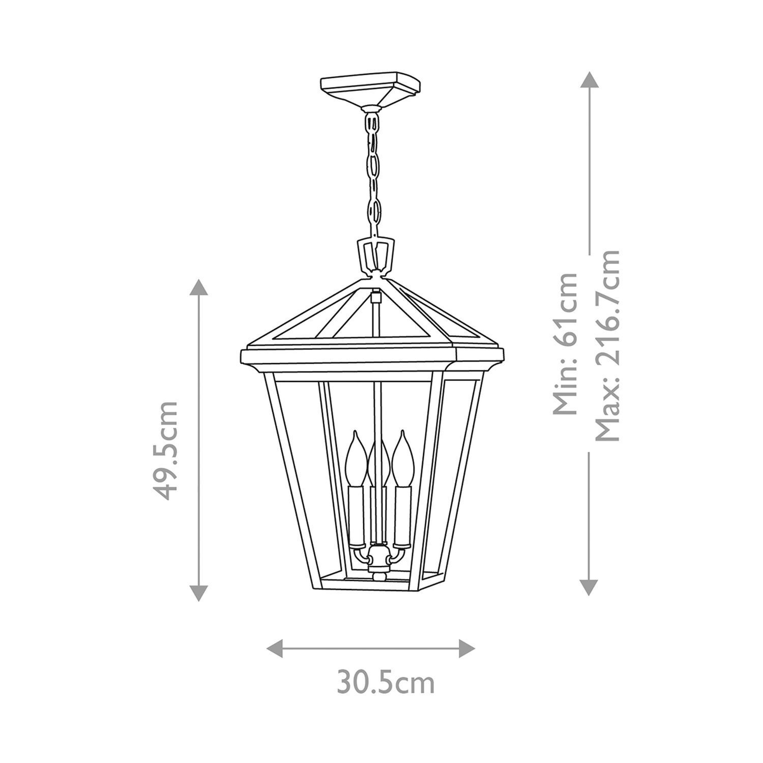 Hängelampe außen Schwarz 30,5 cm breit IP44 E14 Alu Glas
