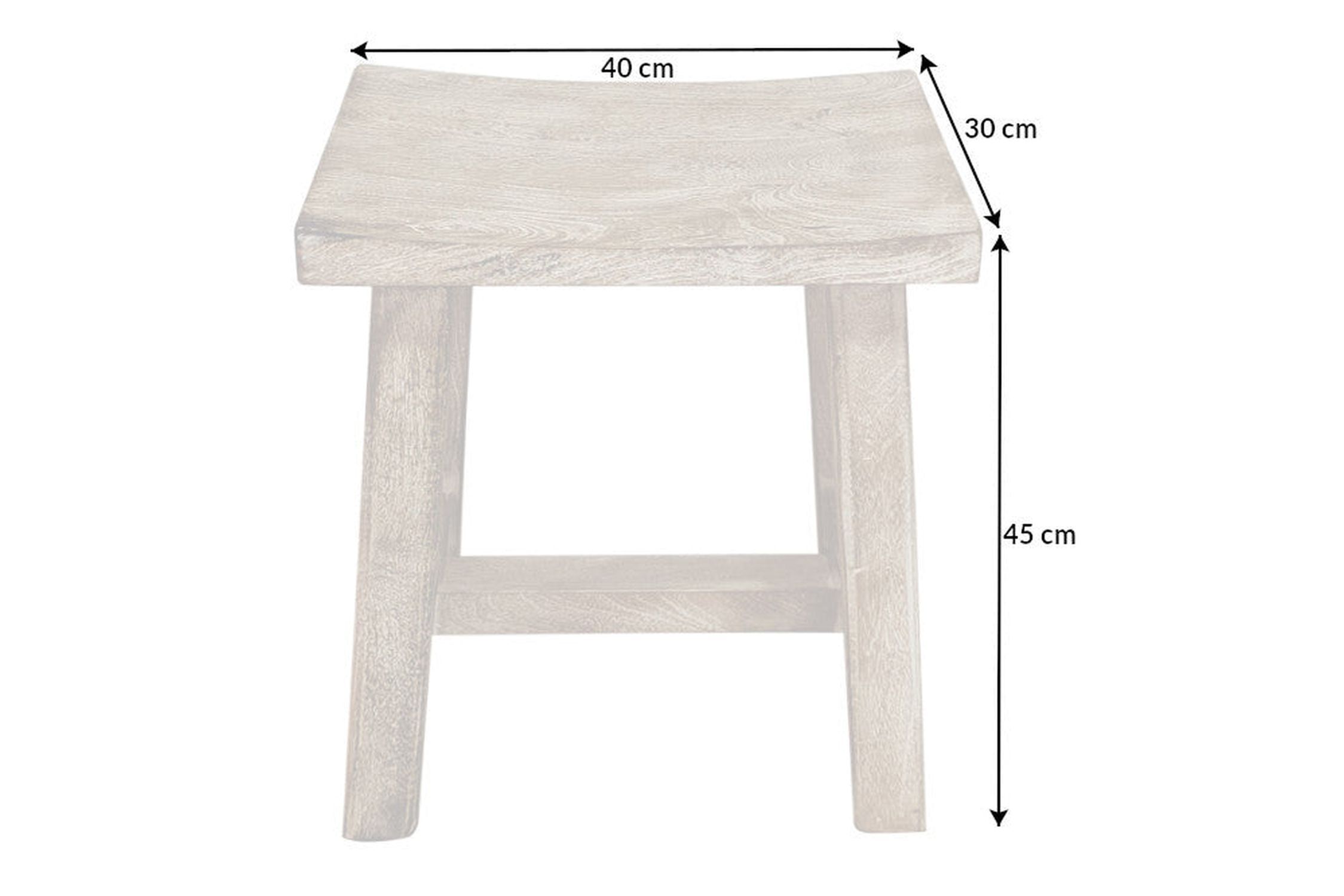 Sitzhocker Holz massiv gebogene Sitzfläche Shabby Chic Moebel, Barhocker