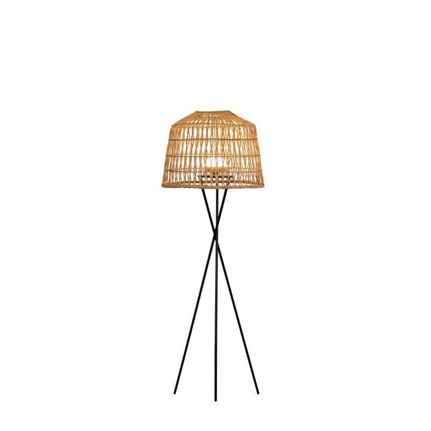 LED Stehleuchte außen Rattan Schirm 148 cm mit Akku IP54 Lampe, Lampenschirm