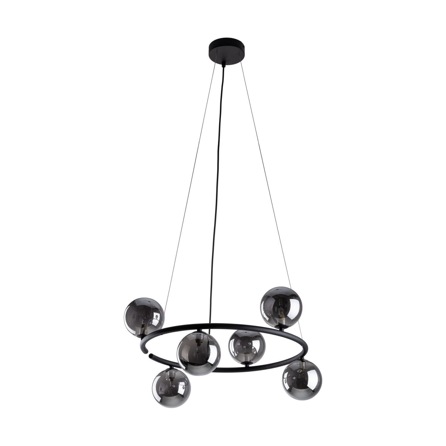 Hängelampe rund Ø 62 cm Metall Rauchglas 6x G9 BRENDAN