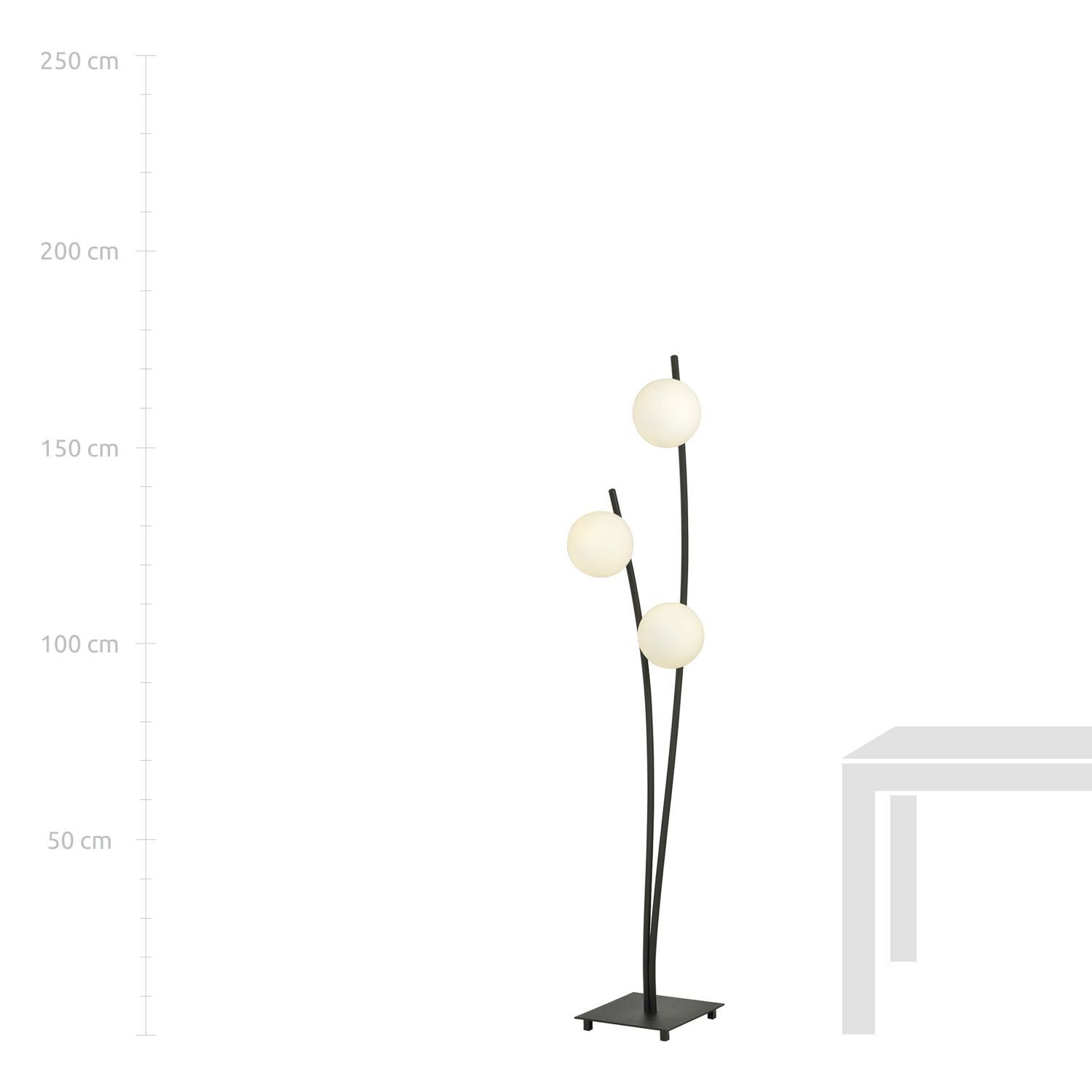Stehlampe Schwarz Weiß 150 cm klein Metall Glas E14 3-flammig