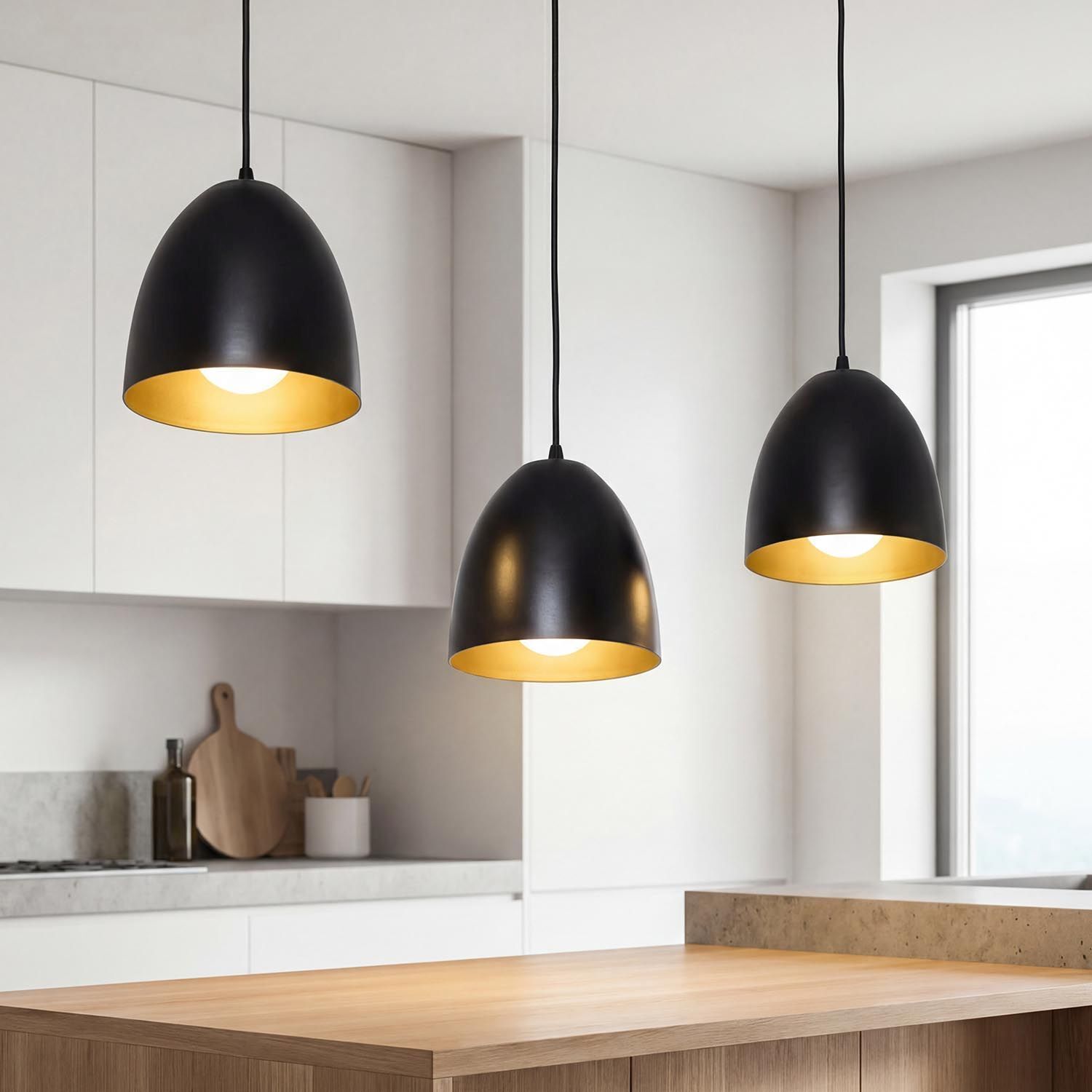 Hängeleuchte, Pendelleuchte, Schwarz-gold, Küchenbeleuchtung, Moderne Einrichtung