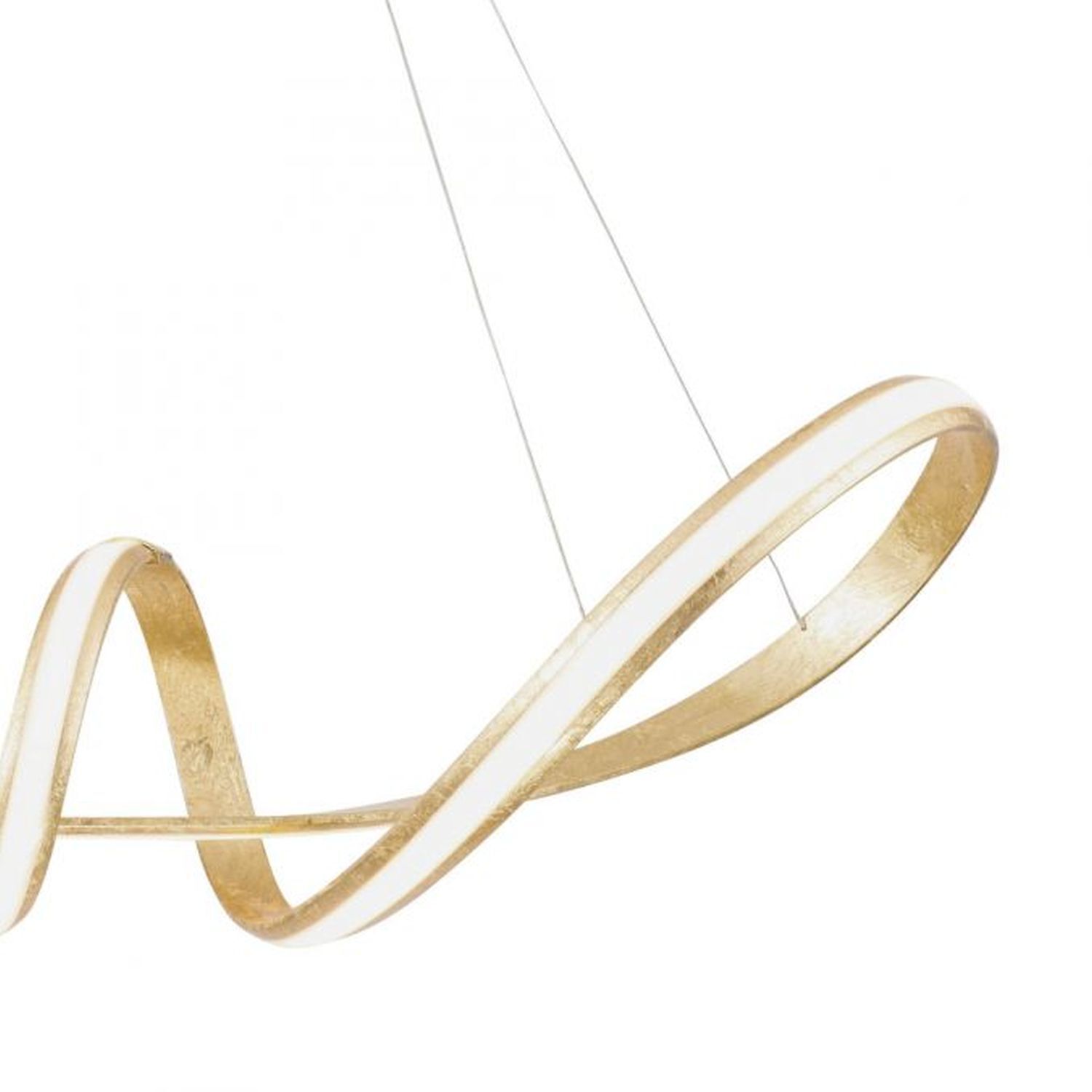 Geschwungene LED Pendelleuchte in Gold L:91 cm dimmbar
