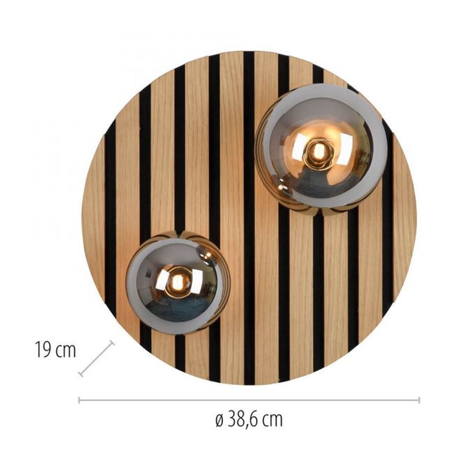 Wohnliche Deckenlampe Glaskugeln Holz G9 Ø38,5 cm Natur