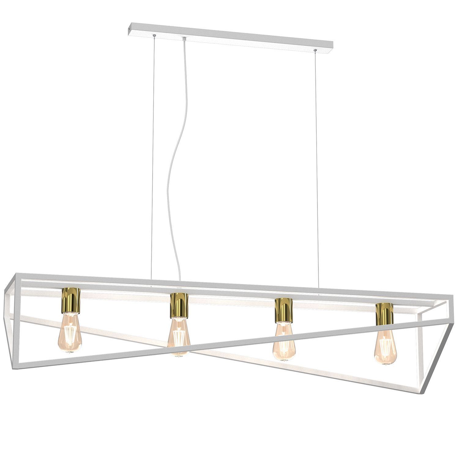 XXL Hängelampe Weiß Gold E27 100 cm lang Industrial