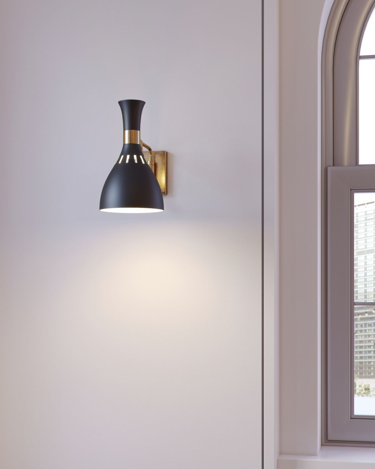 Wandleuchte Schwarz Messing E27 Metall Retro Design