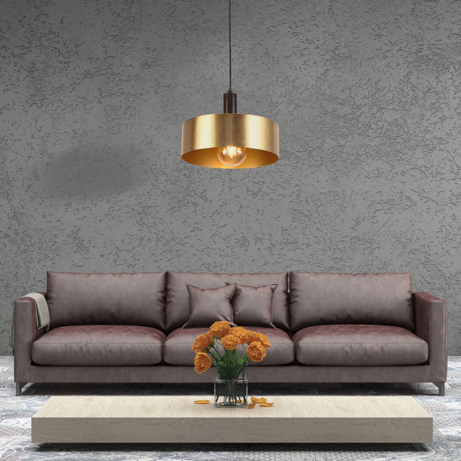 Hängeleuchte Gold Schwarz D: 30 cm rund Metall Modern