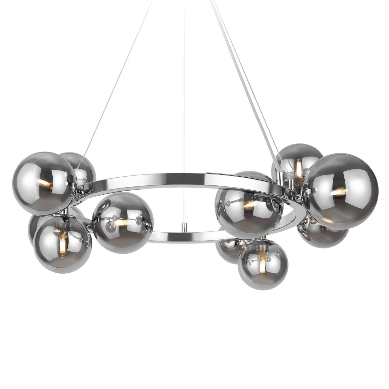 Pendelleuchte Metall Rauchglas G9 B: 67 cm Kugelschirm