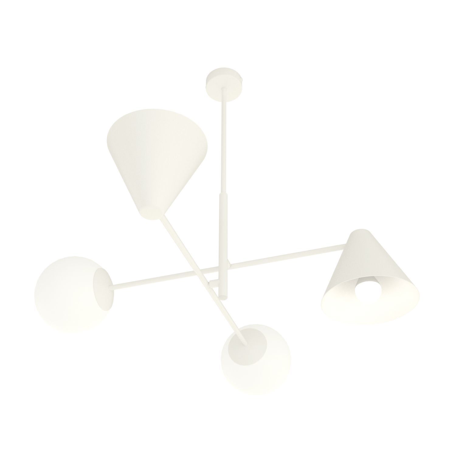 Deckenleuchte Weiß blendarm Metall Glas E14 4-flammig Lampe, Deckenleuchte, Kronleuchter