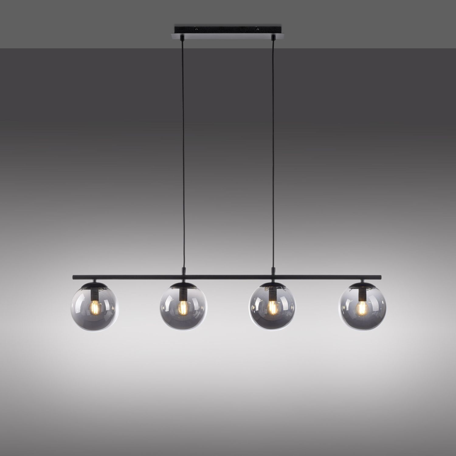 Längliche Pendelleuchte Rauchglas 100 cm E14 wohnlich
