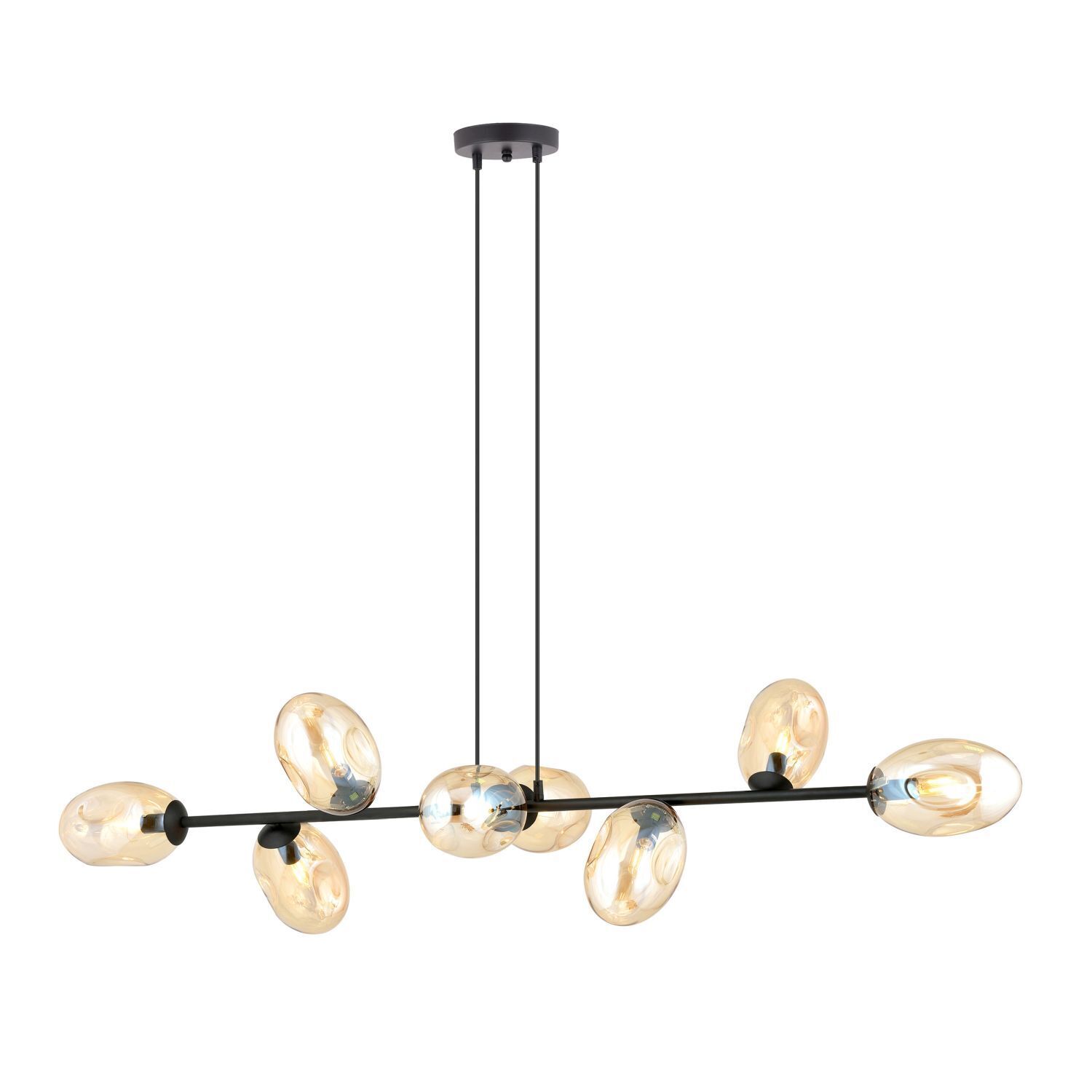 Hängelampe lang 140 cm 8x E14 Glas Metall dekorativ