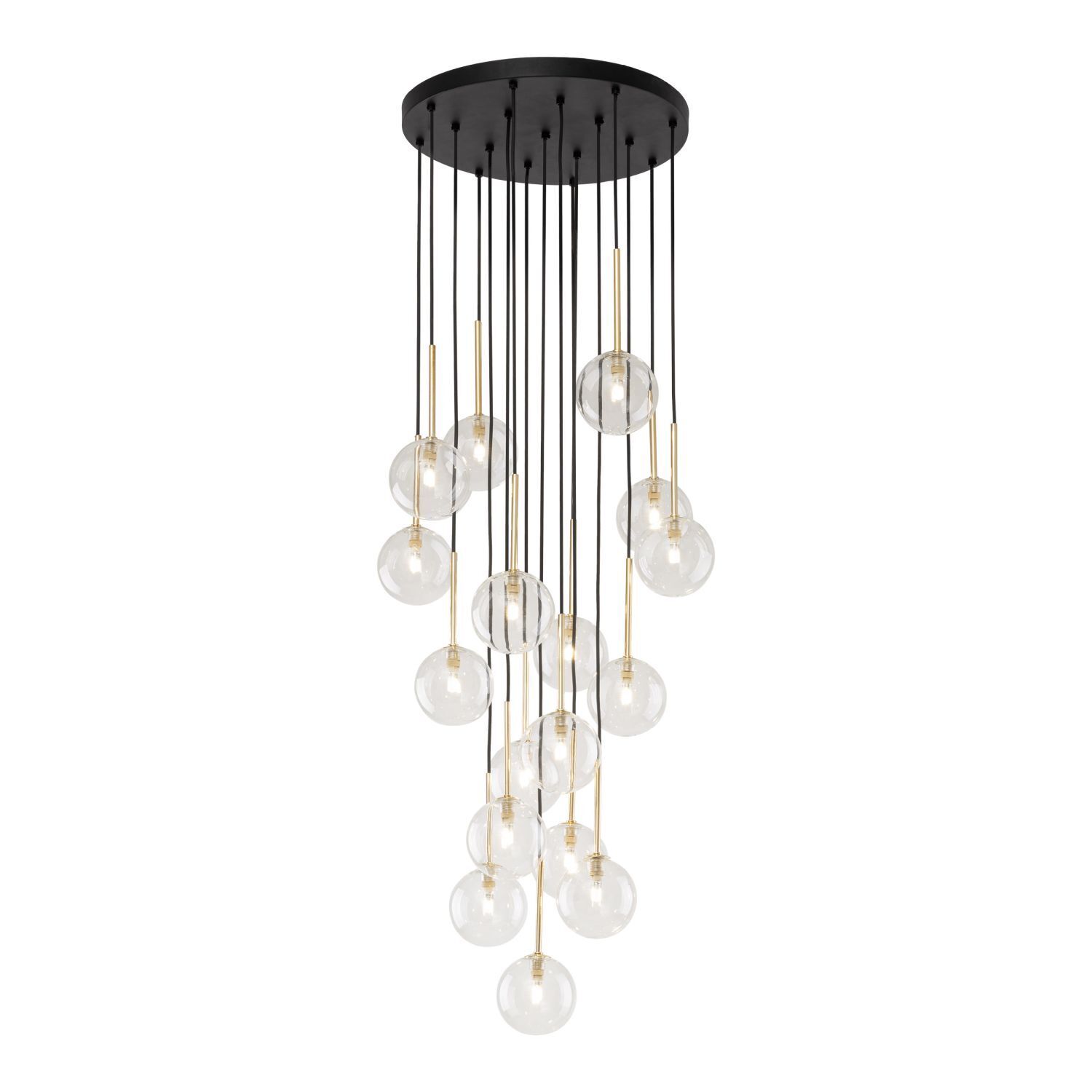 Hängelampe Glas Metall Ø 52 cm H: max. 145 cm in Schwarz Gold