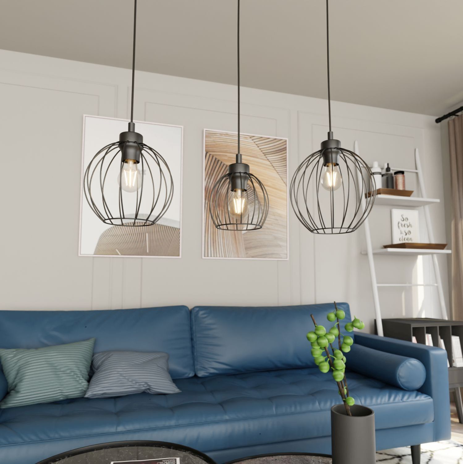 Lange Pendelleuchte Draht E27 L:77 cm Metall Schwarz Wohnzimmer, Innenarchitektur, Lampe, Dekoration für Zuhause, Leuchte
